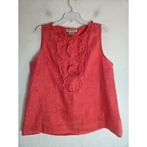 Portofolio Women Hot Pink 100% Linen Sleeveless Boxy Blouse size Large